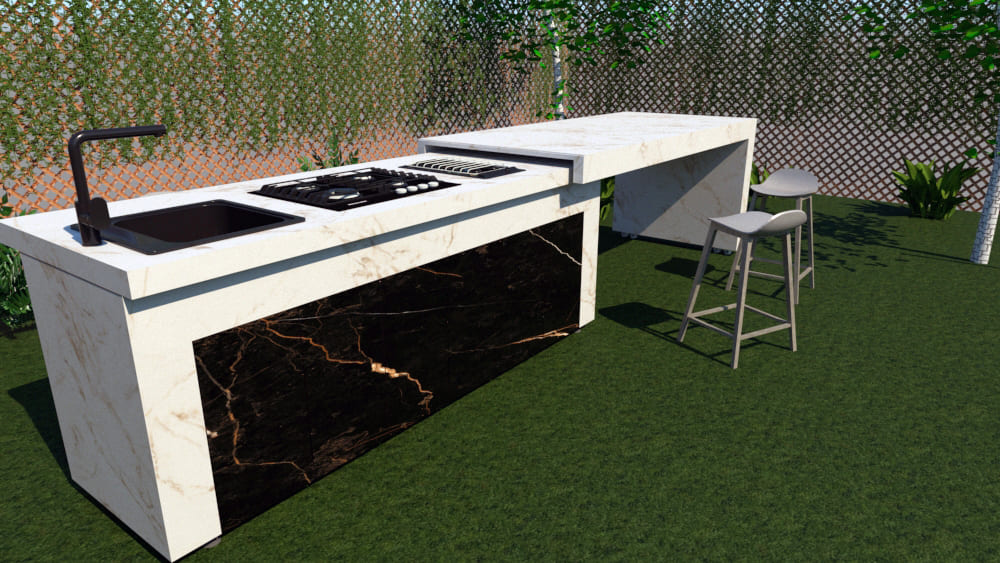 Primer sistema modular personalizable de cocinas de exterior de gran calidad. Resistente, duradero y preparado para el aire libre.